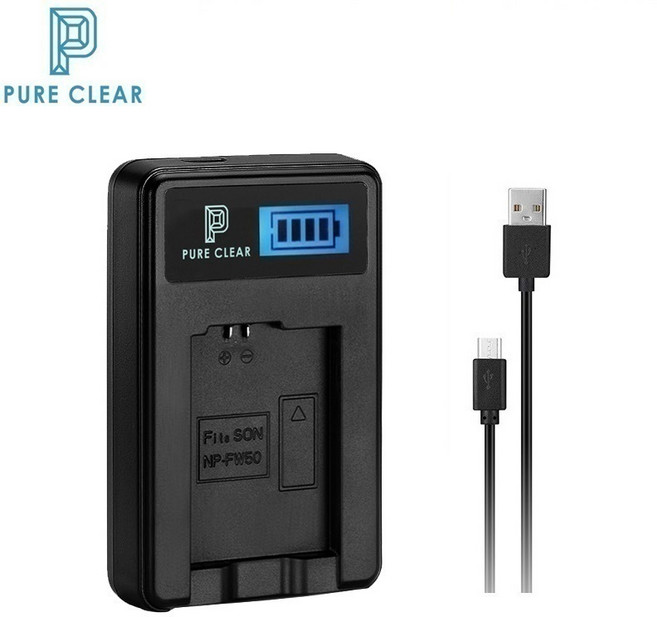퓨어클리어 소니 NP-FM50 NP-FM70 NP-FM90 NP-FM55H USB 1구 LCD충전기, 퓨어클리어 NP-FM90/FM70/FM50/FM55H USB 1구 LCD충전기, 1개