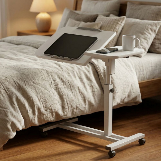 온픽홈 이동식 사이드 테이블 회전형, 화이트 사이드 테이블