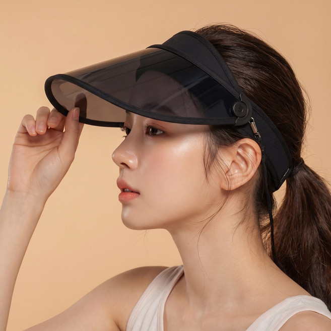 더헤이든 UV차단 99.9% 와이드 썬캡 얼굴전체 커버 투명 썬바이저 남녀공용 여름모자