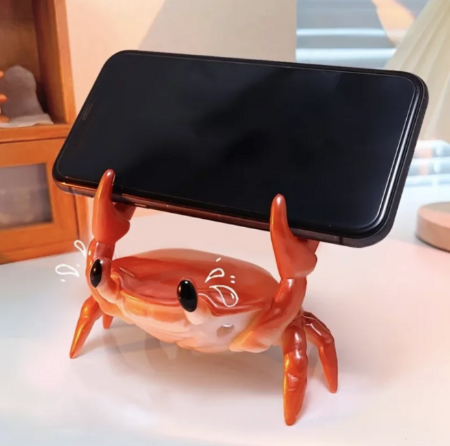 게 꽃게 모양 핸드폰 안경 펜 젓가락 거치대, 1개, 레드