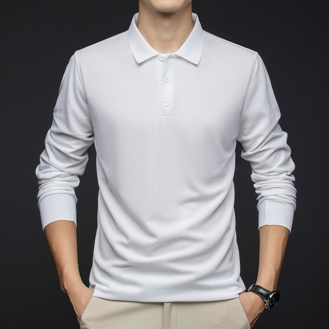 TIMEPURE 가을 중년 남성 비즈니스 캐주얼 긴팔 폴로셔츠 오버핏 카라티 편안한 데일리룩 40대 패션 트렌드 반영 레이어링 추천 아이템