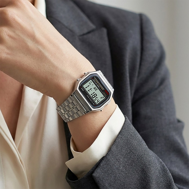 디지털 전자 메탈 손목 시계