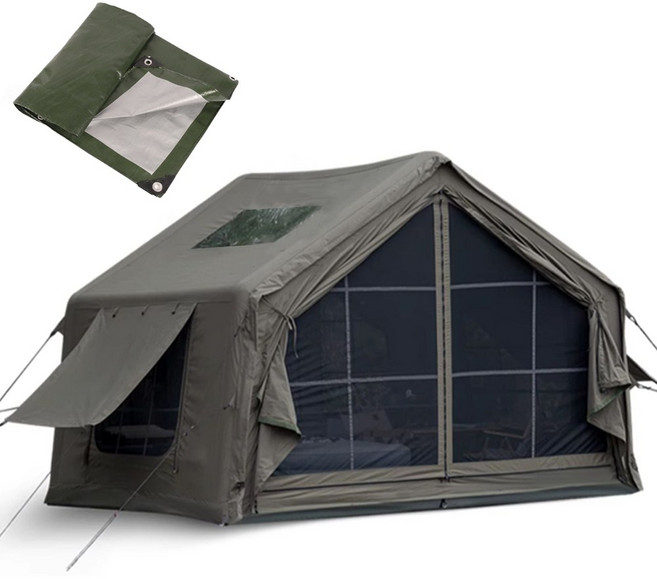 에어텐트 코튼 6.3 원터치 공기주입식 감성 캠핑텐트 가족텐트 거실형, 에어텐트 8.0 카키