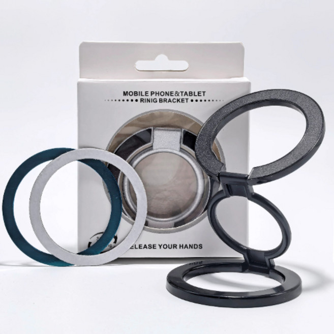 kdmagic괴물자력 맥세이프 그립 톡홀더 양면자석 Z-ring 제트링, 1개, 블랙