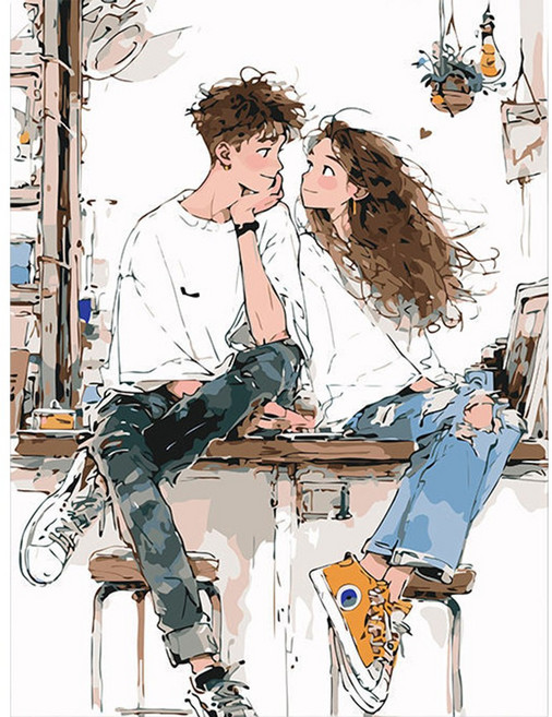 유화 그림그리기 실사같은 유화그리기세트 diy유화세트 중형 대형 30X40, 1세트, 창가