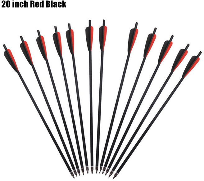 양궁 양궁 탄소 화살 석궁 볼트 반달 노크 탈착식 포인트 야외 사격 사격 7.5 20 22 인치, 04 20inch Red Black, 1개