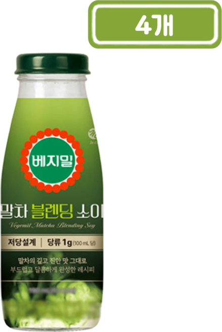 정식품 베지밀 말차 블렌딩 소이 병음료, 4개, 190ml