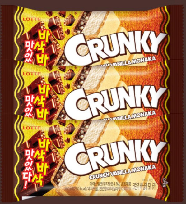 롯데 디저트 간식 바삭바삭 크런키 모나카 150ml 3개