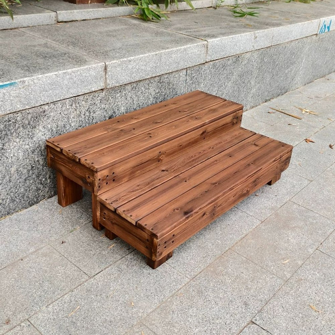 합성데크 방부목 계단 스텝 발판 목재 강화형 입구 야외용 정원, M. 길이 80cm 너비 25cm 높이 10c