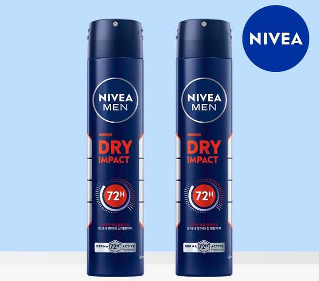 니베아 맨 드라이 임팩트 스프레이 데오드란트, 200ml, 2개
