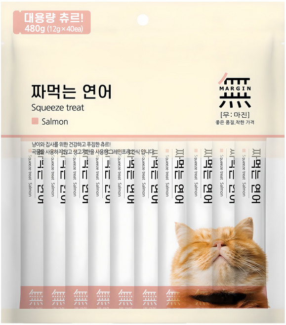 무마진 고양이 짜먹는 간식 40p, 연어, 480g, 1개