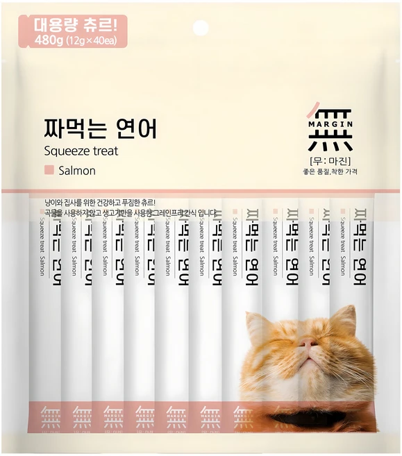 무마진 고양이 짜먹는 간식 40p, 연어, 480g, 1개 - 쿠팡