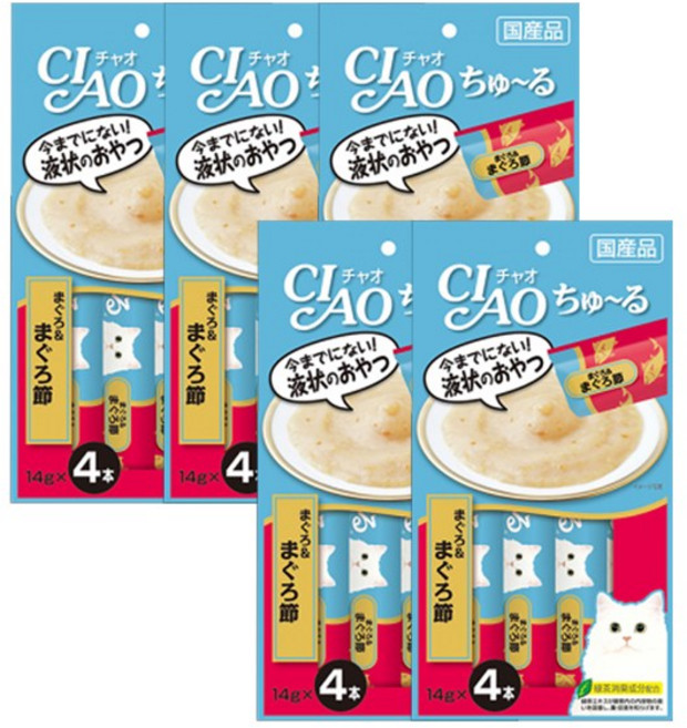 이나바 차오 츄르 고양이 간식, 20개, 혼합맛(참치포/참치), 14g
