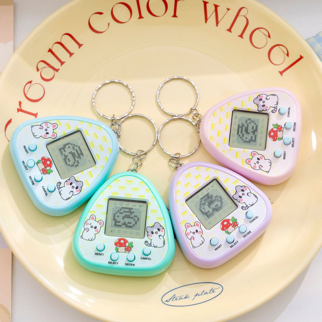 체블스 다마고치 키링 장난감 레트로 키즈 핸드폰 에어팟 키홀더 열쇠고리, 토끼모양(색상랜덤)