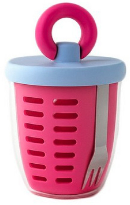 고리링 후르츠팟 샐러드 과일 도시락통 과일통 보관용기 과일컵, 1개, 핑크바디