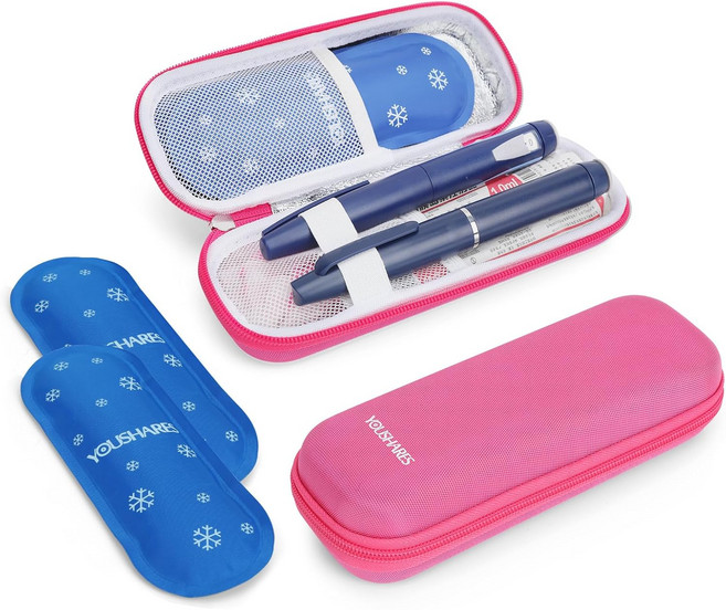 인슐린 쿨러 여행 케이스용 스팩 - TSA 승인 대부분의 단열 약물 가방에 적합한 미니 4 팩, 01_Bright Pink