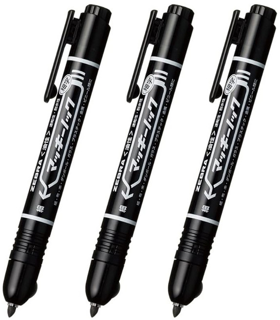 지브라 유성마커 맥키녹 가는 글씨 검정 3개입 PYYSS6BK3AZ