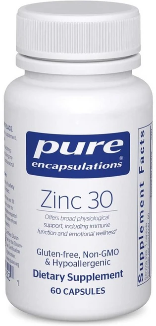 Pure Encapsulations Zinc 퓨어 인캡슐레이션 아연 30mg 60캡슐, 기본, 1개, 60정 - 쿠팡