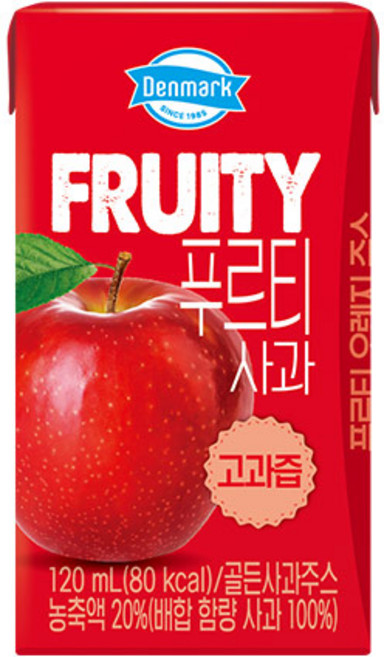 덴마크 푸르티 사과 주스, 120ml, 24개