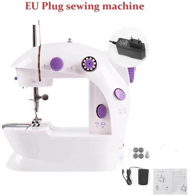 가전제품 재봉틀 데스크탑 자동 전기 미니 핸드 휴대용, 1. white EU, 기본