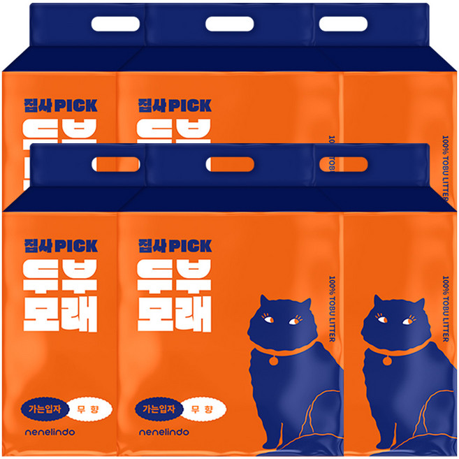 네네린도 집사픽 고양이 두부모래, 9. 가는입자_무향, 1세트, 60L