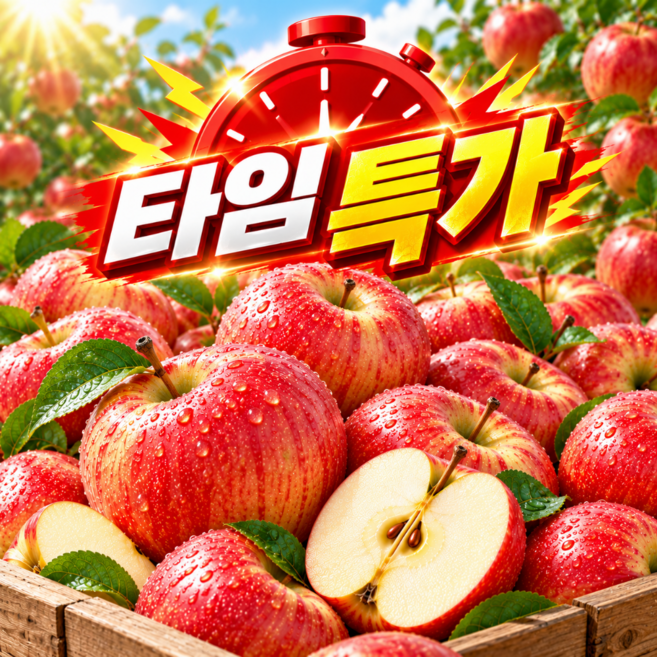 [타임특가] 50박스한정 고당도 햇 부사 사과, 1박스, 5kg