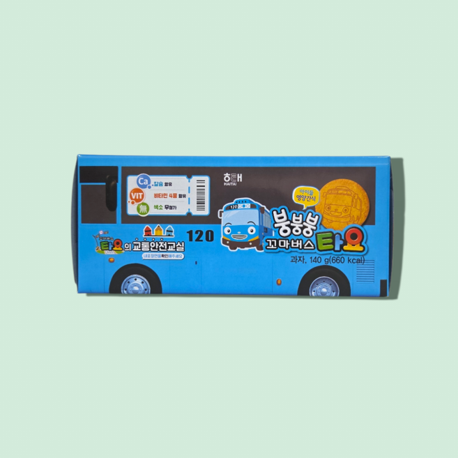 해태제과 붕붕붕 꼬마버스타요 140g(1box) 과자 간식 비스켓 크래커 쿠키 샌드 스낵 칩, 140g, 18개