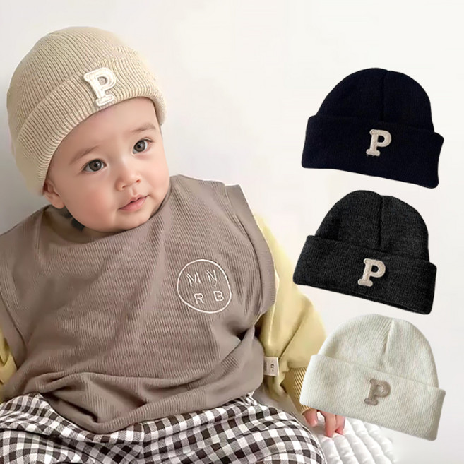 몽실이 심플 니트 비니 유아 아동 아기 모자 외출 알파벳 남아 형제룩