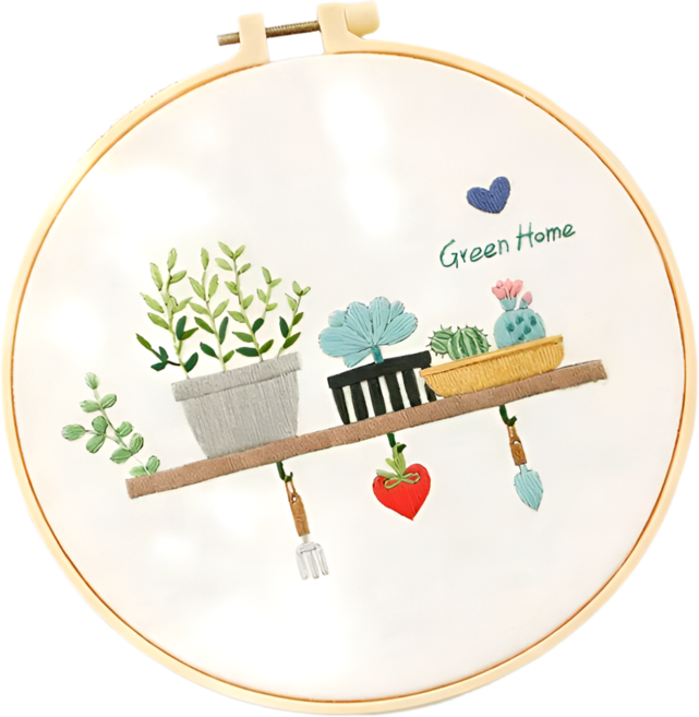 레아채 DIY 미니가든 자수, 그린라이프, 1개