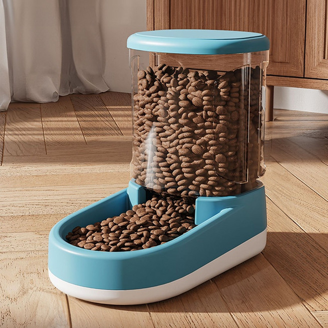 Tiger Pavilion 반려동물 반자동 급식기 3.8L, 1개, 블루