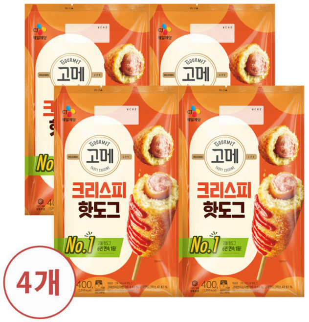 CJ고메 크리스피핫도그, 400g, 4개