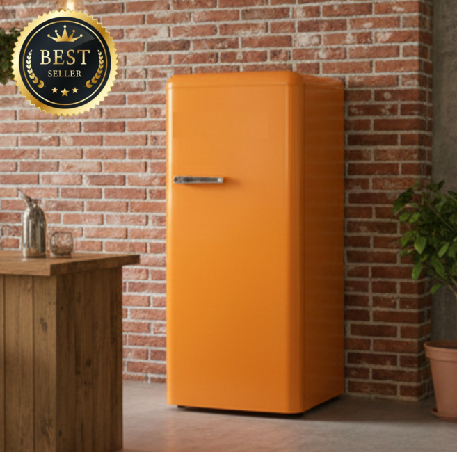 COOLM 1등급 프리미엄 빈티지 냉장고 미니 레트로냉장고 소형 음료수냉장고 업소용 가정용 쇼케이스 사무실 원룸, 72L, 치즈오렌지