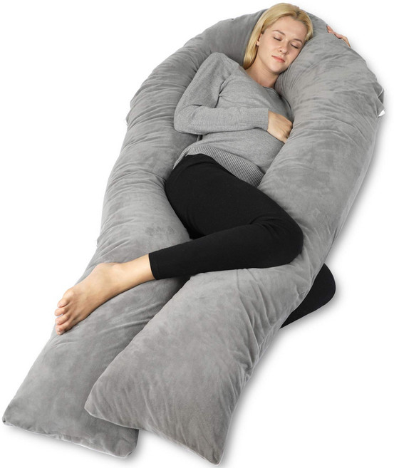 QUEEN ROSE Pregnancy Pillows for Sleeping U Shaped Body Pillow for Pregnancy 65 inch Maternity P, 1개, Dark Gray