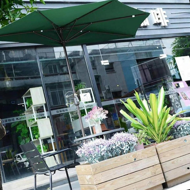 벽면 하프 사이드 파라솔 베란다 테라스 어닝 반원 물통받침대 각도조절, 하프파라솔본체(그린)