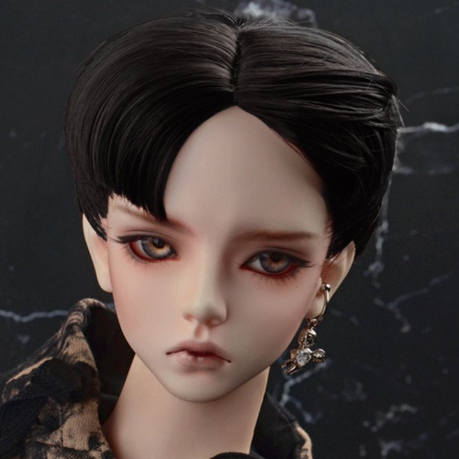 돌모아 구체관절인형 가발 SD 60cm 가르마 컬 숏컷 블랙 (8-9) TU Short Wig (Black), 1개