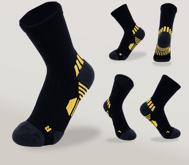 XQ스포츠 압박 쿠션 등산 러닝 양말 5켤레, 블랙, 중목, 1개