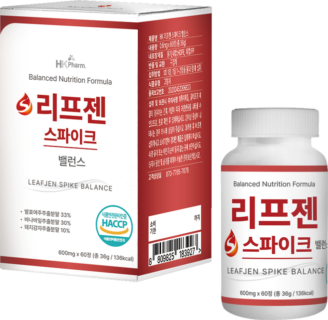HK 리프젠 스파이크 밸런스 600mg, 1개, 60정