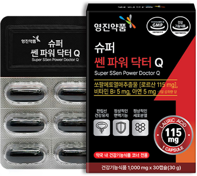 영진약품 슈퍼 쎈 파워 닥터 Q 1000mg x 30캡슐 쏘팔메토 로르산 남성 전립선 건강, 1개, 30정