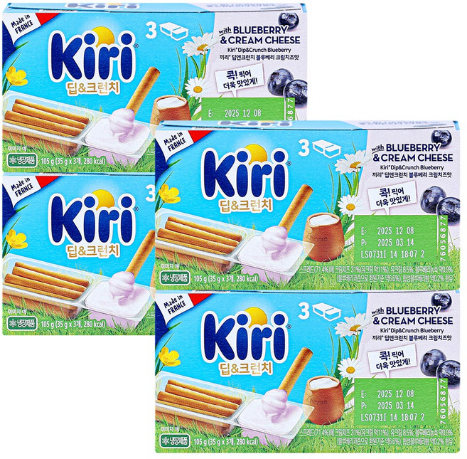 끼리 크림치즈 딥앤크런치 블루베리(3입) 4개, 105g