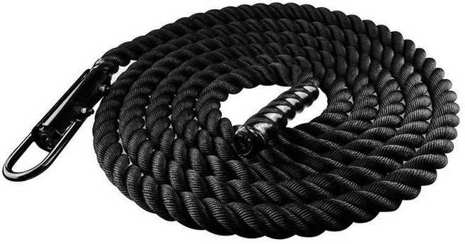 로프 와드 밧줄 클라이밍 삼두근 홈트 크로스핏, 1개, 철제 헤드 블랙 38mm 12m 화섬 로프