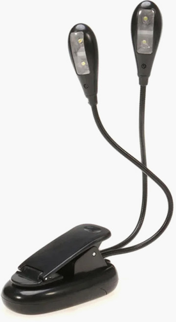 사는잼 LED 몽크 북라이트 악보보면대 집게 휴대용 독서등 침대 조명 2헤드, 블랙