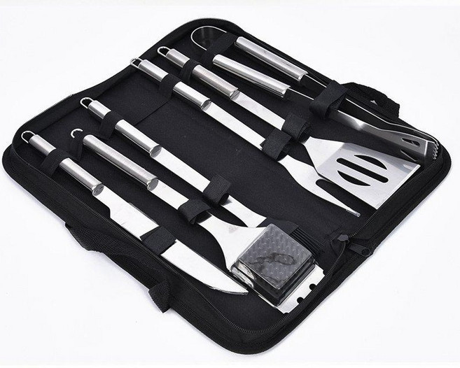바베큐 조리도구세트 캠핑 차박 야외용 케이스포함 BBQ용품, BBQ도구 원목5P, 1개