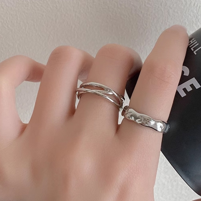 여성 볼드 데일리 레이어드 오픈링 반지 2종 세트 A922