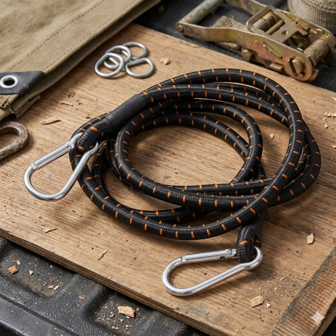 에이프릴 굵은 탄성로프 카라비너 줄 1.8m, 1개, 블랙오렌지