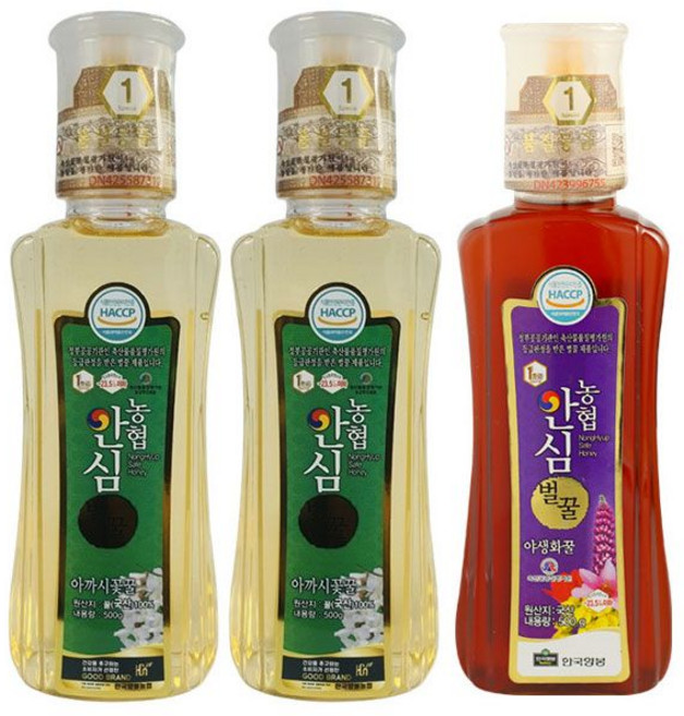 농협안심 벌꿀 아까시꽃꿀2+야생화꿀1, 1세트, 1.5kg