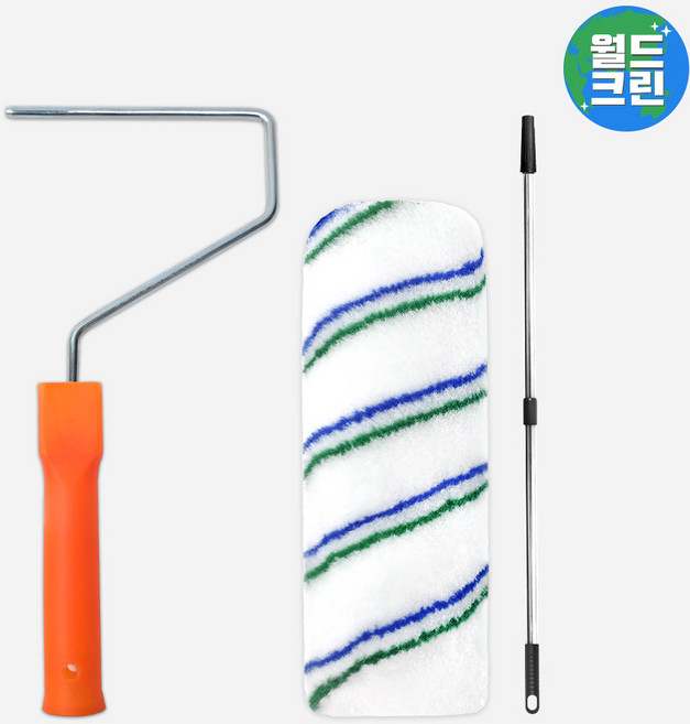 월드크린 이지 페인트 롤러대 9호+리필 7호+캡 2단 스크류 롤러대 로라 도배 미장 도장 연장 봉, 이지롤러대9호+리필7호+캡2단스크류롤러대, 혼합색상