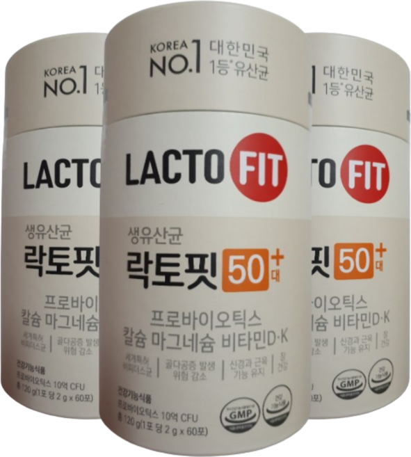 종근당건강 락토핏 50대+ 60포 3통(90일분), 3개