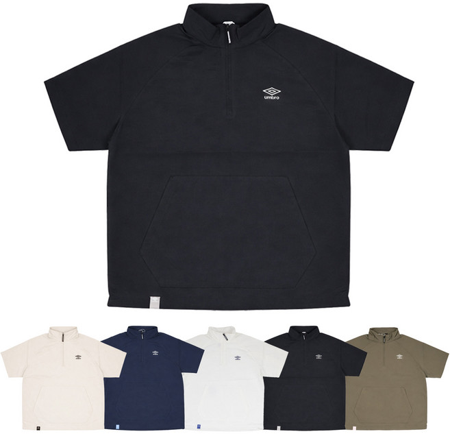 [백화점 정품] 엄브로 26SS 남녀공용 클래식 우븐 하이넥 반팔 아노락 티셔츠 접촉냉감 기능성 소재 + 스포츠양말