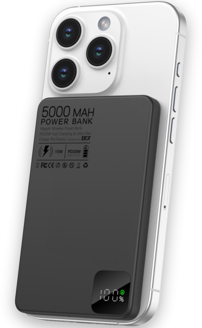 이팟 맥세이프 초슬림 미니 보조배터리 초경량 고속 무선충전 5000mAh C타입, 스페이스 블랙