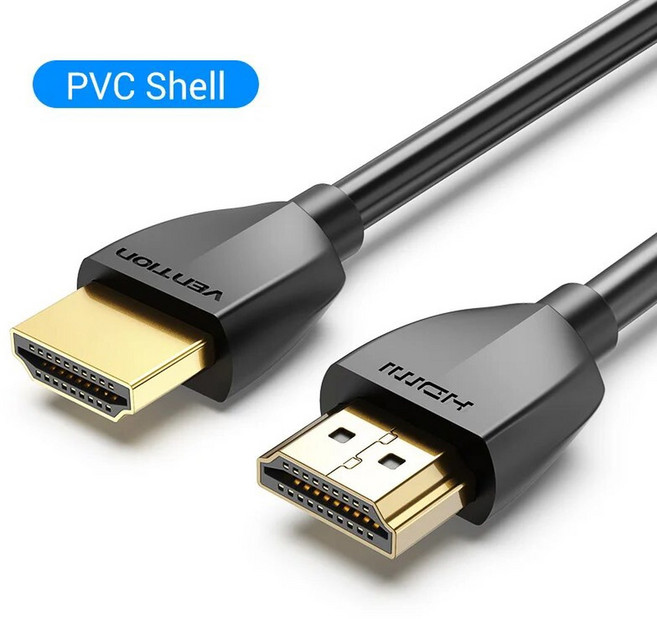 Vention 미 박스 PS4 용 슬림 HDMI 호환 케이블 금도금 포트 4K 1080P 3D 케이블 4K 60Hz 1m 2m, 4K HDMI 2.0 블랙_1m